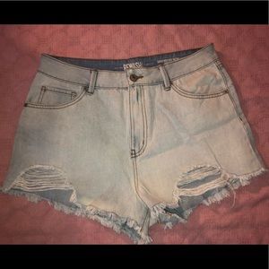 High rise denim shorts